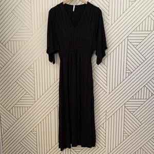 Soma Jersey house dress flutter sleeves  v neck adjustable waist built in Bra L